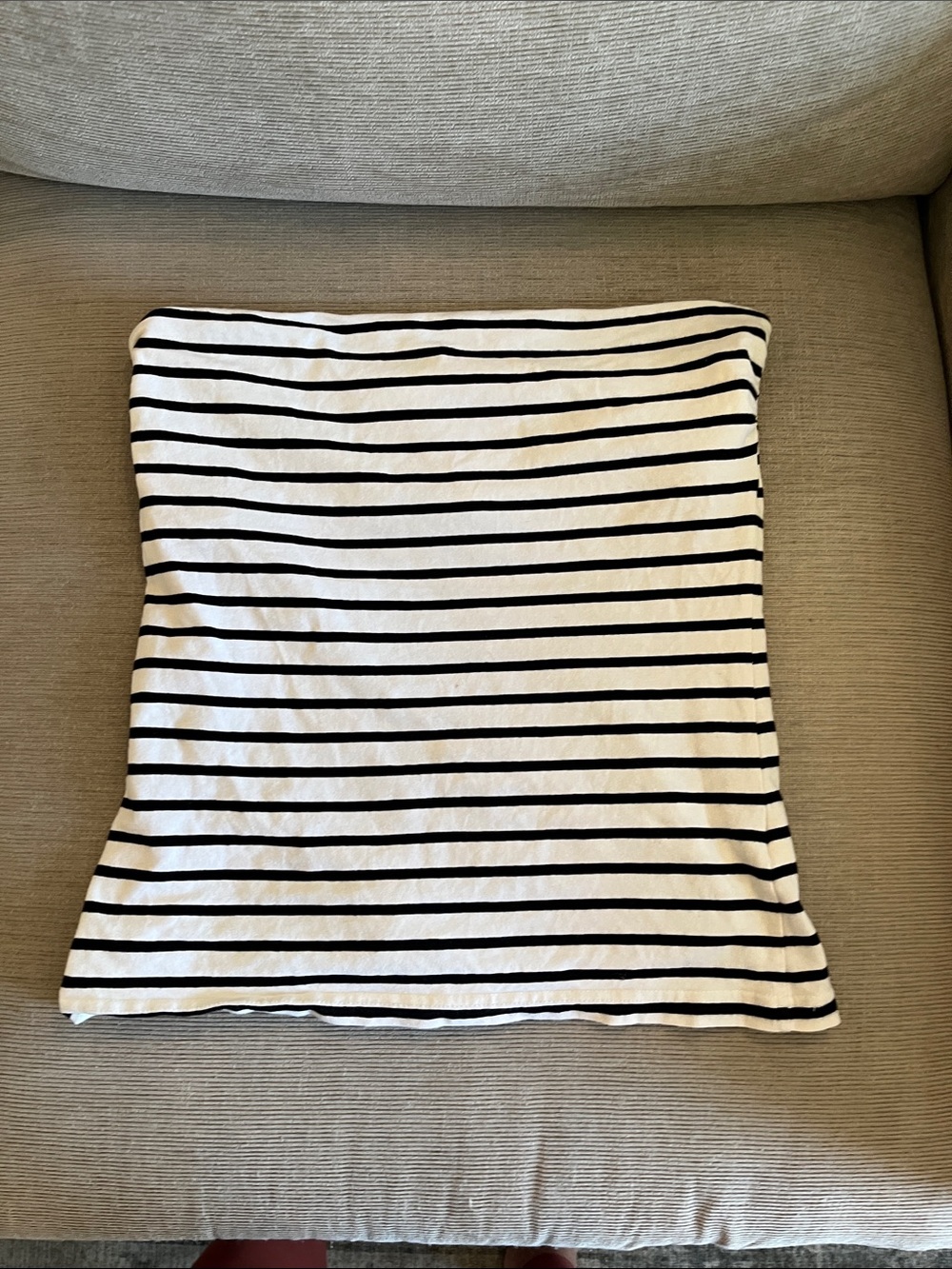 Striped Black and White strapless top